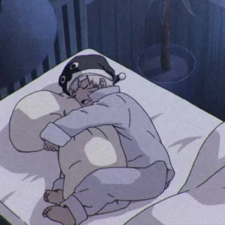 🍜 dormir, animé, dessin animé, oreiller, lit, nuit whatsapp sticker