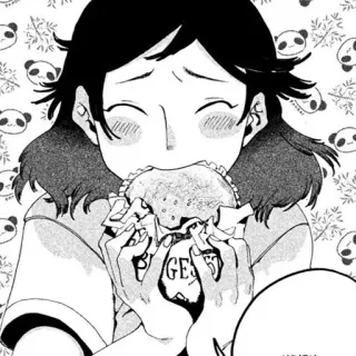 🍔 BIGGEST comiendo, hamburguesa, comida, anime, panda, manga telegram sticker