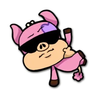 😎 돼지, 만화, 동물, 안경, 웃긴, 멋진, 귀여운 telegram sticker