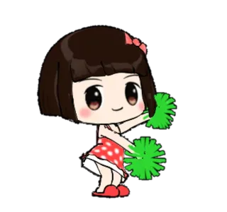 👯 Cheerleader, Pompons, Cartoon, Süß, Mädchen, Animation telegram sticker