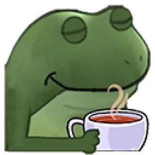 😁 カエル, お茶, コーヒー, 飲み物, リラックス, かわいい telegram sticker