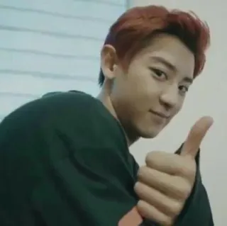👍 pulgar arriba, positivo, aprobación, gesto, asiático, kpop telegram sticker