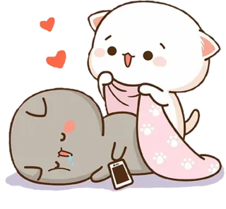 💤 chat, mignon, endormi, couverture, dessin animé, animaux whatsapp sticker