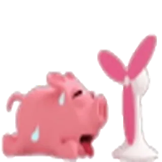 🥵 돼지, 땀, 더운, 선풍기, 열, 만화 whatsapp sticker