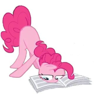 📰 Pinkie Pie My Little Pony pony, Pinkie Pie, dibujos animados, leyendo, libro, gracioso telegram sticker