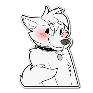 😳 Furry, Hond, Cartoon, Schattig, Blozen telegram sticker