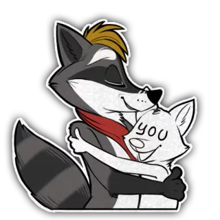 😘 you raton laveur, renard, câlin, dessin animé, amitié, affection, amour telegram sticker