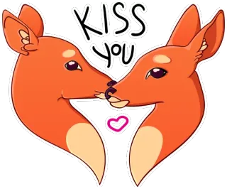 😍 KISS you Hirsch, Kuss, Liebe, Tier, Herz whatsapp sticker