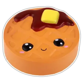 🧇 waffle, cibo, kawaii, carino, colazione, sciroppo, burro whatsapp sticker