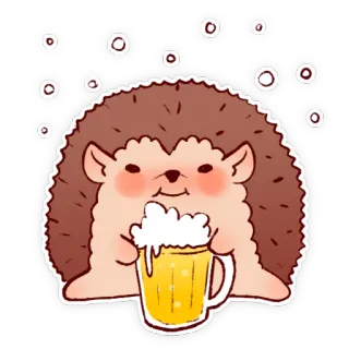 🍺 ouriço, cerveja, animal, fofo, desenho animado, bebida telegram sticker