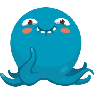 😊 문어, 만화, 귀여운, 파란색, 바다 생물, 동물 telegram sticker