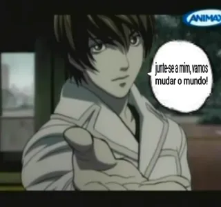 😇 Light Yagami Death Note Junte-se a mim, vamos mudar o mundo! อนิเมะ, มังงะ, เดธโน้ต, ยา​งามิ ไลท์, เข้าร่วม, เปลี่ยนโลก telegram sticker