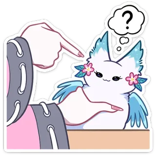 😨 süß, Katze, kawaii, Kätzchen, Flügel, Fragezeichen, Fantasy whatsapp sticker