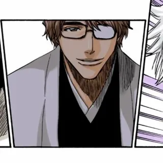 🧬 Sosuke Aizen Bleach 애니메이션, 만화, 캐릭터, 안경, 능글 telegram sticker