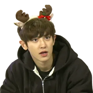 😳 Noël, renne, portrait, festif, Chanyeol, EXO telegram sticker