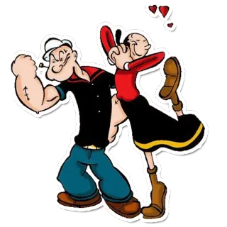 ❤ Popeye Desenho animado, Beijo, Casal, Amor, Marinheiro telegram sticker