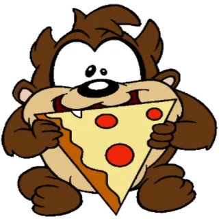 🍕 Taz cartoon, tasmanian devil, pizza, food, looney tunes, warner bros telegram sticker