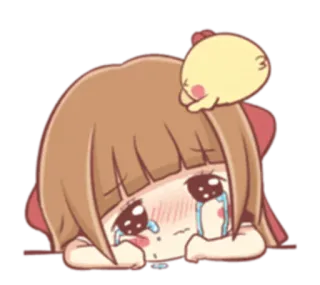 😭 Anime Mädchen, weinend, traurig, kawaii, niedlich, Tränen, Cartoon telegram sticker