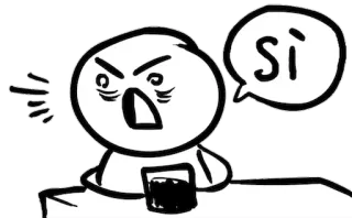 ✔ Si desenho animado, zangado, bebendo, mesa whatsapp sticker