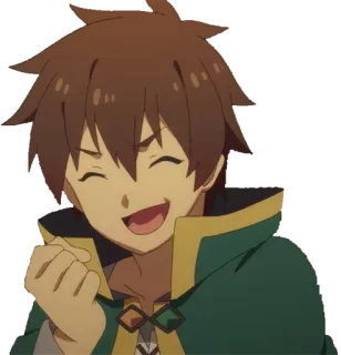 😆 Kazuma Konosuba อนิเมะ, Konosuba, คาซึมะ, มีความสุข, ยิ้ม, การ์ตูน telegram sticker