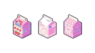 💓 MILK milk, pixel art, kawaii, drinks, cute telegram sticker