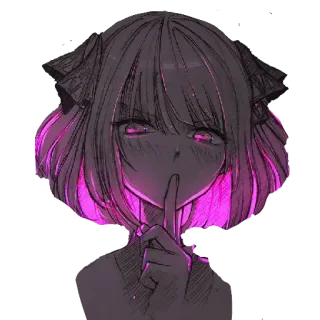 🤫 Аниме, Кошачьи ушки, Тссс, Секрет, Манга, Иллюстрация telegram sticker