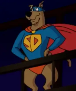 🦸‍♂️ Scooby-Doo SD dog, cartoon, superhero, SD, costume, cape telegram sticker