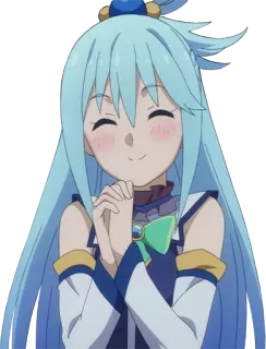 ☺️ Aqua Konosuba anime, kartun, tersenyum, perempuan, aqua, Konosuba telegram sticker