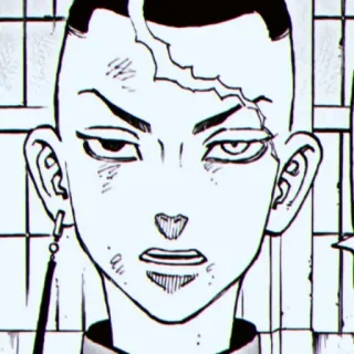 ♣️ Аниме, Манга, Персонаж, Лицо, Серьга, Монохромный telegram sticker
