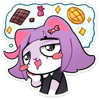 🍫 แมว, คิด, ขนม, ช็อกโกแลต, คุกกี้, ฝัน whatsapp sticker