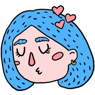 ❤️ Cartoon, Frau, Mädchen, Herzen, Kuss, Porträt, Liebe telegram sticker