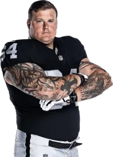 😏 giocatore di football americano, sport, atleta, tatuaggi, Oakland Raiders, NFL telegram sticker
