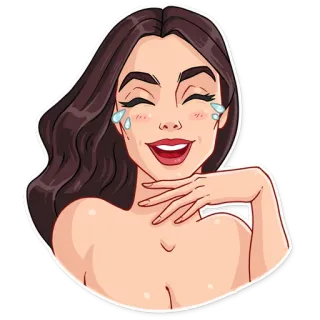 😂 mulher, desenho animado, morena, adesivo, rindo, chorando telegram sticker