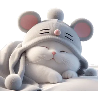 😴 แมว, นอนหลับ, น่ารัก, สัตว์, หมวก, การ์ตูน, น่าเอ็นดู whatsapp sticker