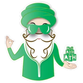 ✌ ATH การ์ตูน, ตัวละคร, สติกเกอร์, สีเขียว, ผ้าโพกหัว, แว่นตา telegram sticker