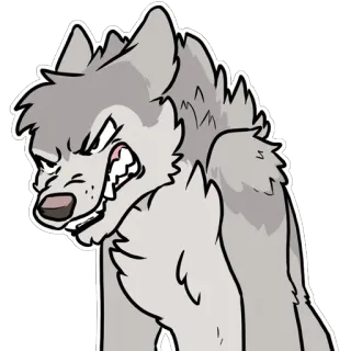 🤬 wolf, boos, cartoon, grijs, dier, harig telegram sticker