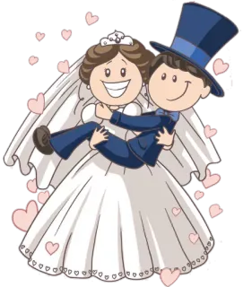 🎩 свадьба, невеста, жених, любовь, брак, мультфильм telegram sticker