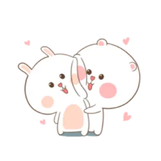 😍 rabbit, bear, cute, cartoon, animal, love, kawaii whatsapp sticker