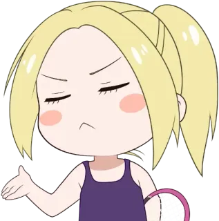 😤 anime, kreskówka, kobieta, dezaprobata, obojętny, blondynka, dziewczyna telegram sticker
