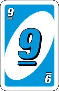 💙 uno, card game, number 9, blue whatsapp sticker