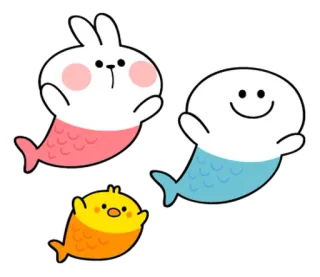 🌼 Desenho animado, Peixe, Bonito, Animais, Coelho, Pássaro, Mar telegram sticker