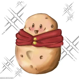 🥔 pomme de terre, dessin animé, écharpe, mignon, nourriture telegram sticker