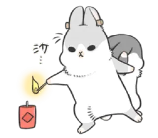 🐰 ミク imut, binatang, kelinci, lilin, kawaii, api, menggemaskan, kartun telegram sticker