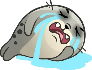 😭 llorando, foca, dibujos animados, triste, animal telegram sticker
