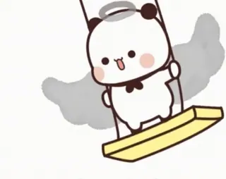 🎈 Panda, Engel, Süß, Cartoon, Schaukel, Kawaii, Herzerwärmend telegram sticker