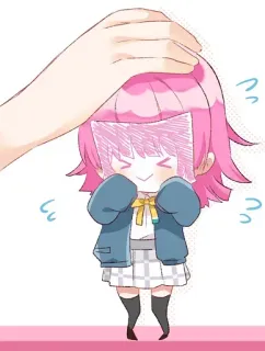😳 动漫, Q版, 粉色头发, 可爱, 角色, 贴纸 telegram sticker