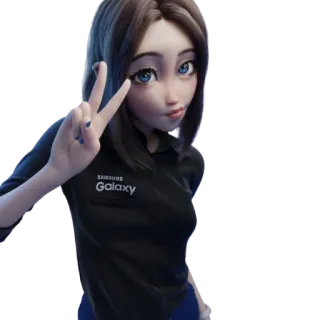 ✌️ Sam SAMSUNG Galaxy samsung, assistente virtuale, ia, ragazza, carina, segno di pace telegram sticker