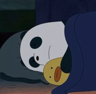 ☹️ Panda We Bare Bears panda, cartone animato, carino, dormire, coccolarsi, anatra telegram sticker