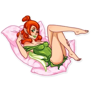 🤙 pin-up, sexy, fantasy, ragazza, posa, cartone animato, foglia whatsapp sticker