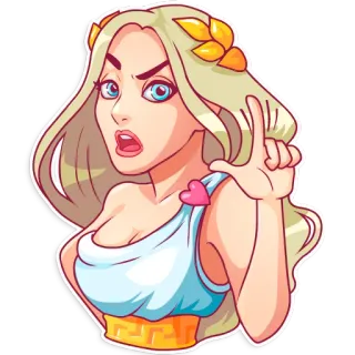 ☝ woman, cartoon, character, greek, goddess, blonde telegram sticker